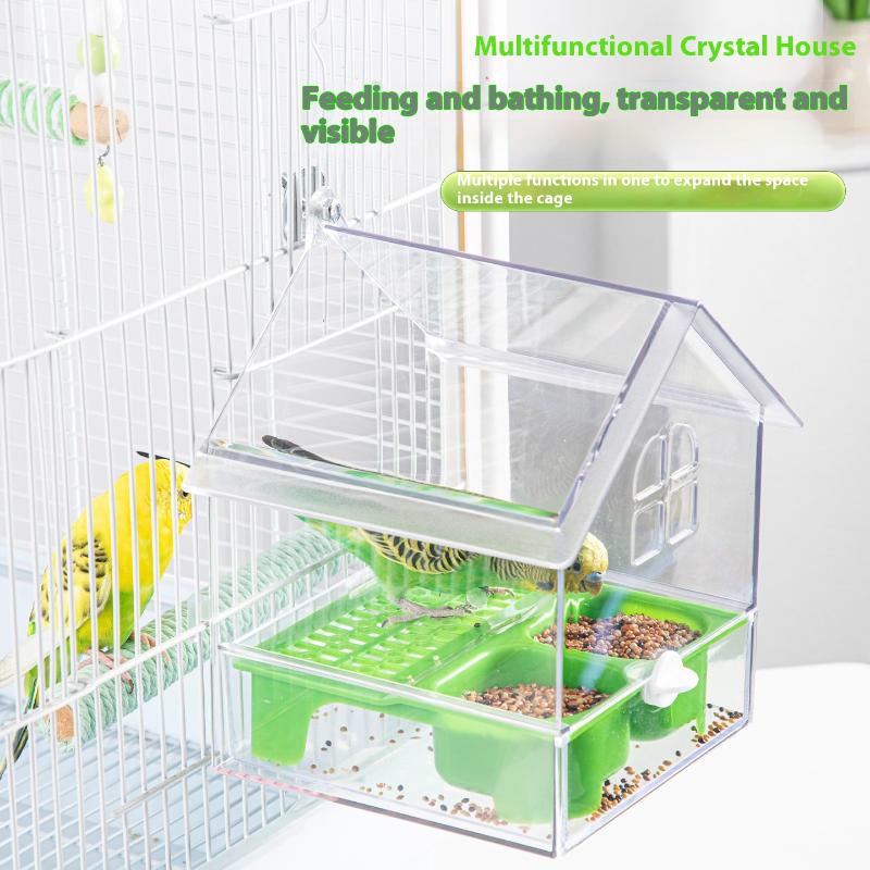 Hanging Parrot Feeder Prevent Scattering Bird Feeding Bowl Multifunction Bird Bath Parakeets Bathtub Bird Cage Accessories