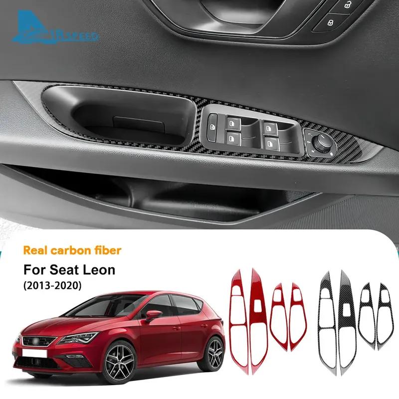 Настоящая мягкая карбоновая наклейка для Seat Leon 2013 2014 2015 2016 2017 2018 LHD RHD Рамка оконного подъёмника автомобиля Внутренняя панель