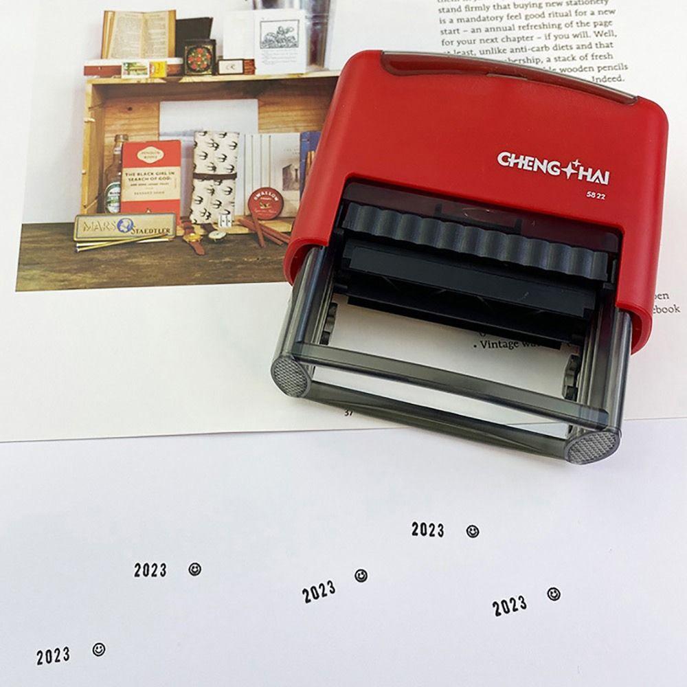 Automatic Ink Return DIY Stamp Kit Red Black Monogram Printing Stamp for Personal Letters
