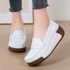 Women Casual Walking Shoes Genuine Leather Platform Shoes 5cm Wedge Heels Middle-aged Mother Shoes