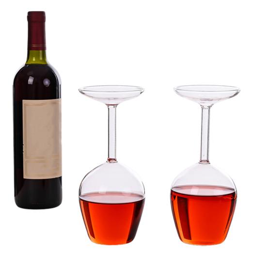 1/2Pcs Wine Glass Easy to Clean Dishwasher Safe Large Capacity Inverted Striped Design High Transparency Wine Glass