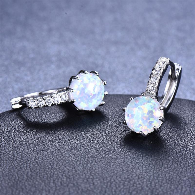Классические круглые серьги с опалом, простые серьги серебристого цвета, милые маленькие серьги-кольца для женщин, свадебные украшения