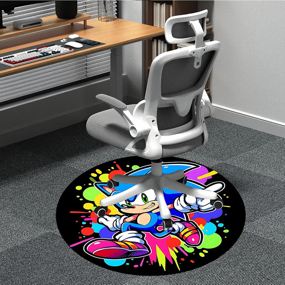1 шт. Круглый ковер Sonic Colors для офиса, комнатный коврик, подходит для офиса, под офисные стулья, спальни, гостиной, домашнего декора, декора комнаты