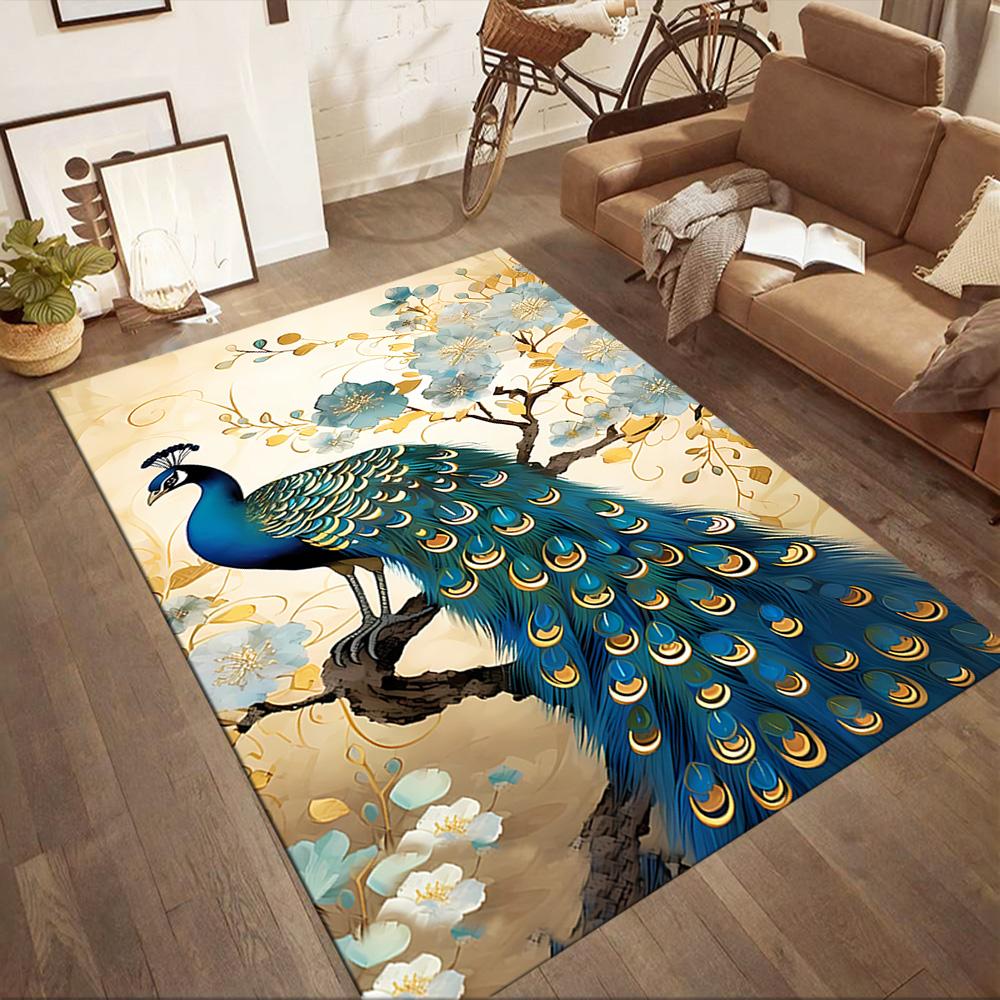 Elegant Peacock Fantasy Art Floor Mats for Living Room, Bedroom and Room Decoration Are Suitable for Gifts.