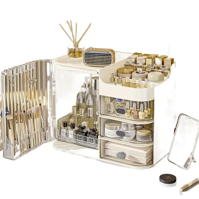 2024 Новый большой емкости для косметики для пожилых людей, пылезащитный ящик для хранения, стеллаж для хранения губной помады, маски для лица, ящик для хранения