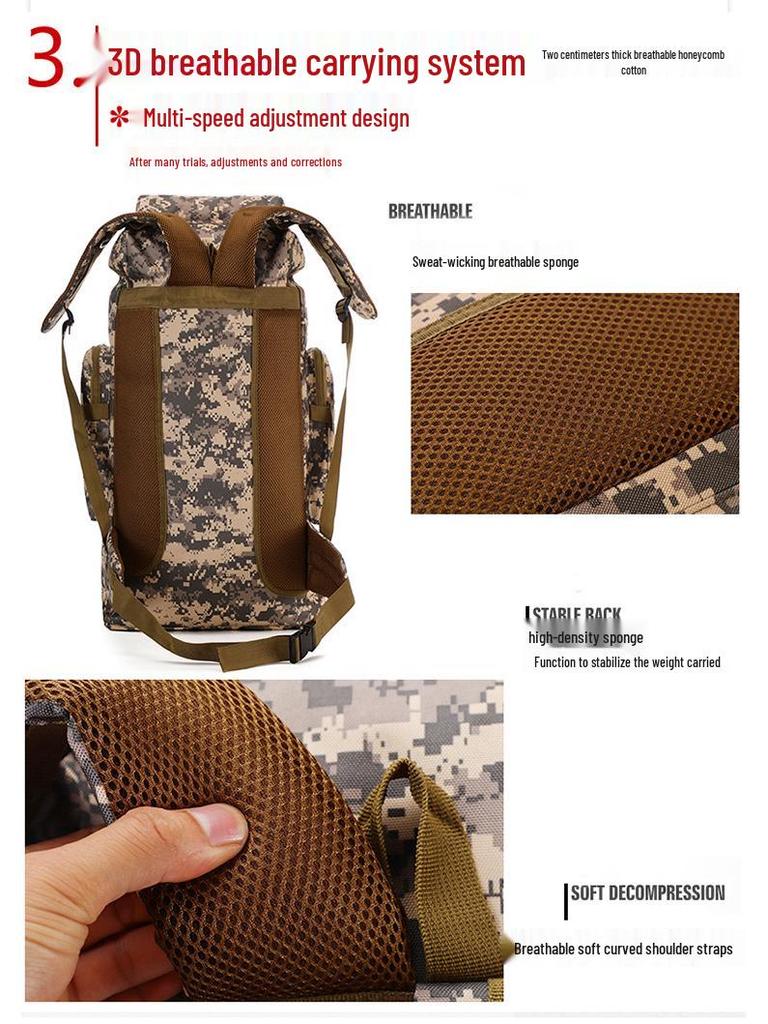 Водонепроницаемый походный рюкзак камуфляжной расцветки для улицы объемом 80 л - Большая вместимость для путешествий, кемпинга и спорта