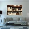 2D plane with a single piece as the background of a medieval-style old house suitable for party decoration