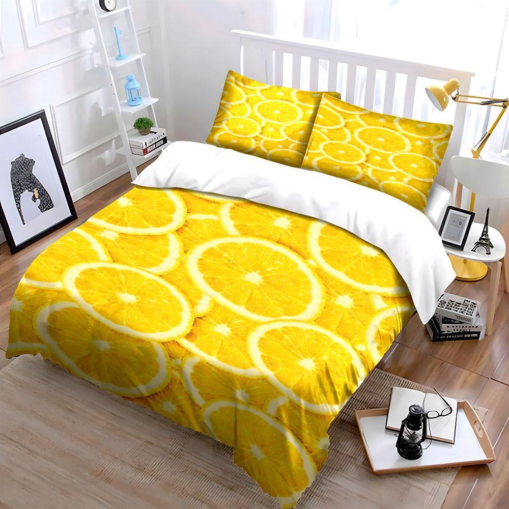 Yellow citrus fruit slices. Bedding sets Duvet cover sets Duvet covers Pillowcases(1 * Duvet Cover 2 * Pillowcases without duvet insert)
