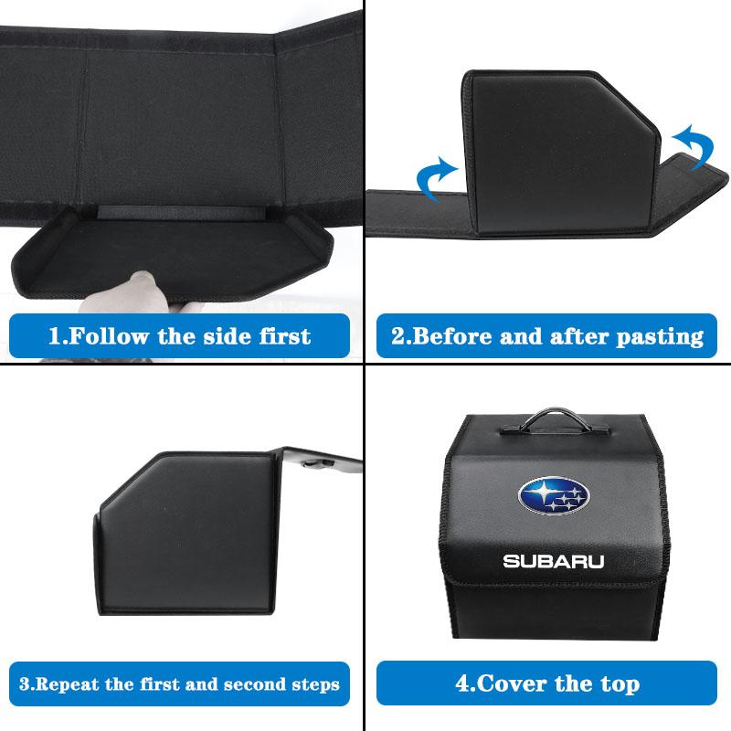 Car Trunk Collapsible Leather Tidying Stowing Box Accessories For Subaru STI Forester Impreza Legacy Outback XV BRZ WRX Tribeca