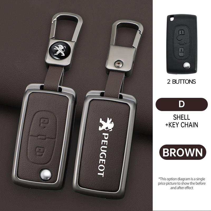 Zinc Alloy Car Key Case Cover Protection Shell For Peugeot 107 207 307 307S 308 407 607 807 3008 5008 Auto Key Bag Accessories