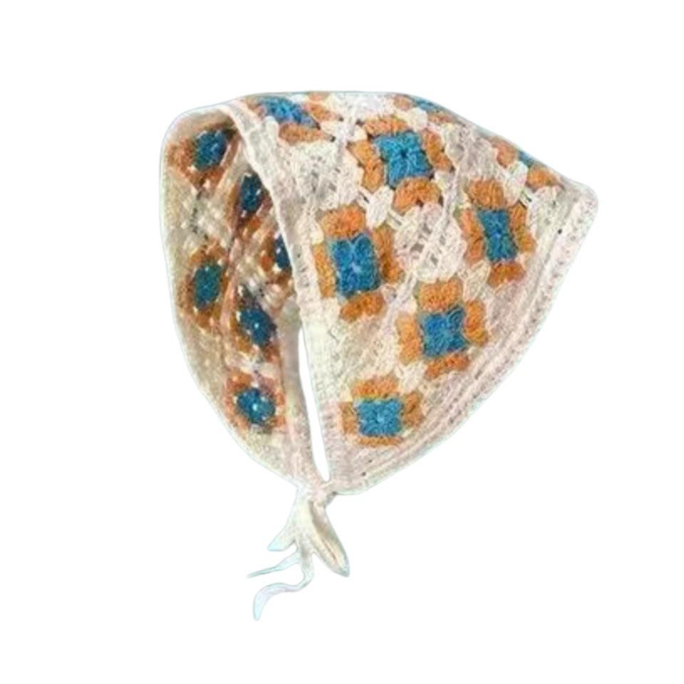 Треугольная повязка на голову в стиле French Retro All-Star из акриловой вязки - Универсальная, Модная и Милая в Пасторальном Стиле