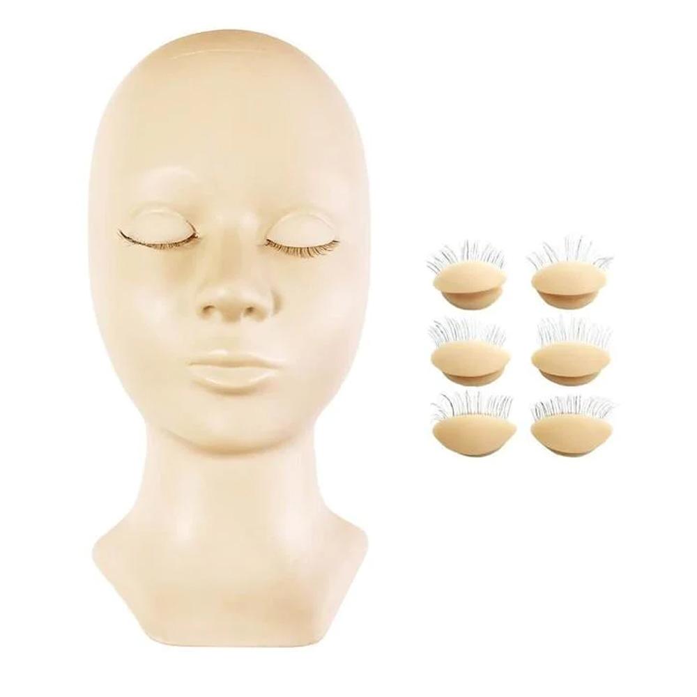 VEYES Bulk Makeup Bundle Training Head Lash Extension Supplies Gold Mannequin of Replace Eyelids