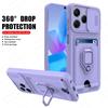 Sliding Camera Protection Case for Infinix Hot 40 Pro Note 40 Pro Plus 30 Spark 2024 Vehicle Magnetic Bracket Card Wallet Shell