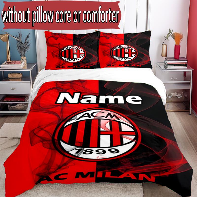 3pcs Duvet Cover Set (1*Duvet Cover + 2*Pillowcase, Without Core), Custom Name football team Pattern Bedding Set, Home Bedroom Decor Gift