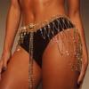 Sexy Hollow Out Rhinestone Tassel Skirt Chain Shiny Waist Chain Decoration Body Chain Jewelry