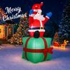 5.91FT Надувная форма Санта Подарочная коробка Игрушка Рождественский Двор Газон Вечеринка Украшение Праздничный Подарок Светодиодная подсветка Рождественские товары Домашнее украшение