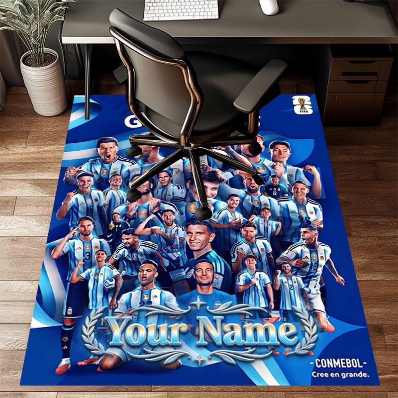 M-Messi Design Area Rug Personalized Name- Non-Slip, Soft & Cozy Floor Mat for Living Room, Office - Indoor/Outdoor Carpet