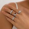 4 pcs Crystal Bracelets Zircon Pleated Open Ring Colorful Vintage Ring Set  Girls