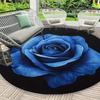 Роскошные коврики для пола круглой формы с узором из голубых роз, кухонный коврик-дорожка для прихожей, мягкий ковер для спальни и гостиной, нескользящий коврик для зонирования