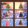 Transparent Christmas Window Film 6Pcs Colorful Tree Snowflake Static Sticker, PVC Cling, Removable Decal Decorative Glass Stickers for Parties