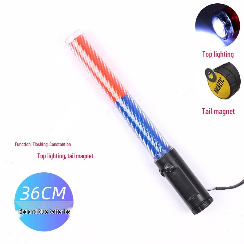 Перезаряжаемый светодиодный жезл регулировщика с аварийным свистком и мигающим стробоскопом