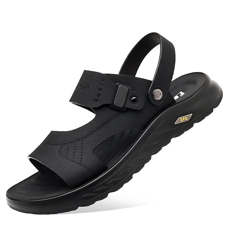 Летняя новая пляжная обувь мужские сандалии кожаные дышащие сандалии с открытым носком мужская обувь двойного назначения повседневные сандалии из коровьей кожи