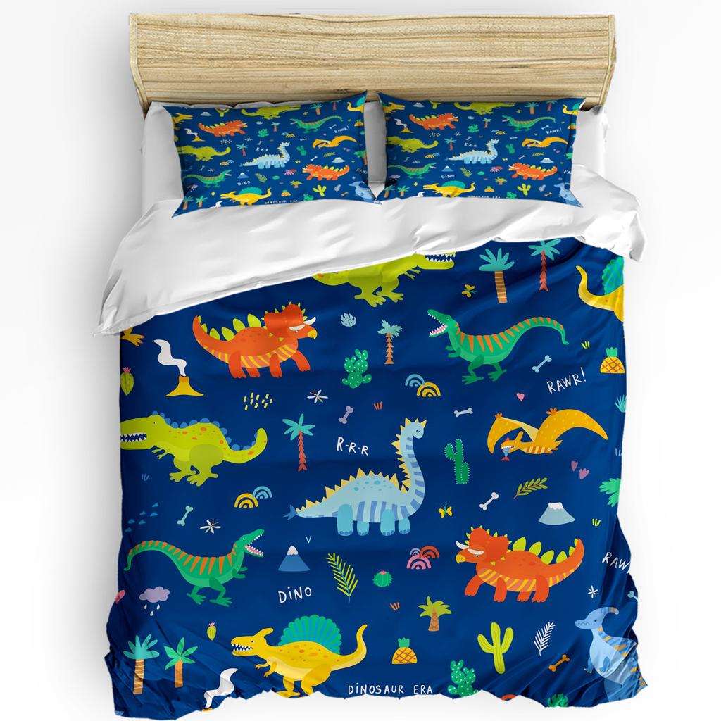 Cartoon Dinosaur Duvet Cover with Pillow Case Custom 3pcs Bedding Set Quilt Cover Double Bed Home Textile