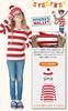 DECEED Halloween Cosplay Wally Adult and Long Sleeve Striped Costume Set Size Costume, Where's Wally? Outfit, Women's Men's (Kids' Clothing, L)