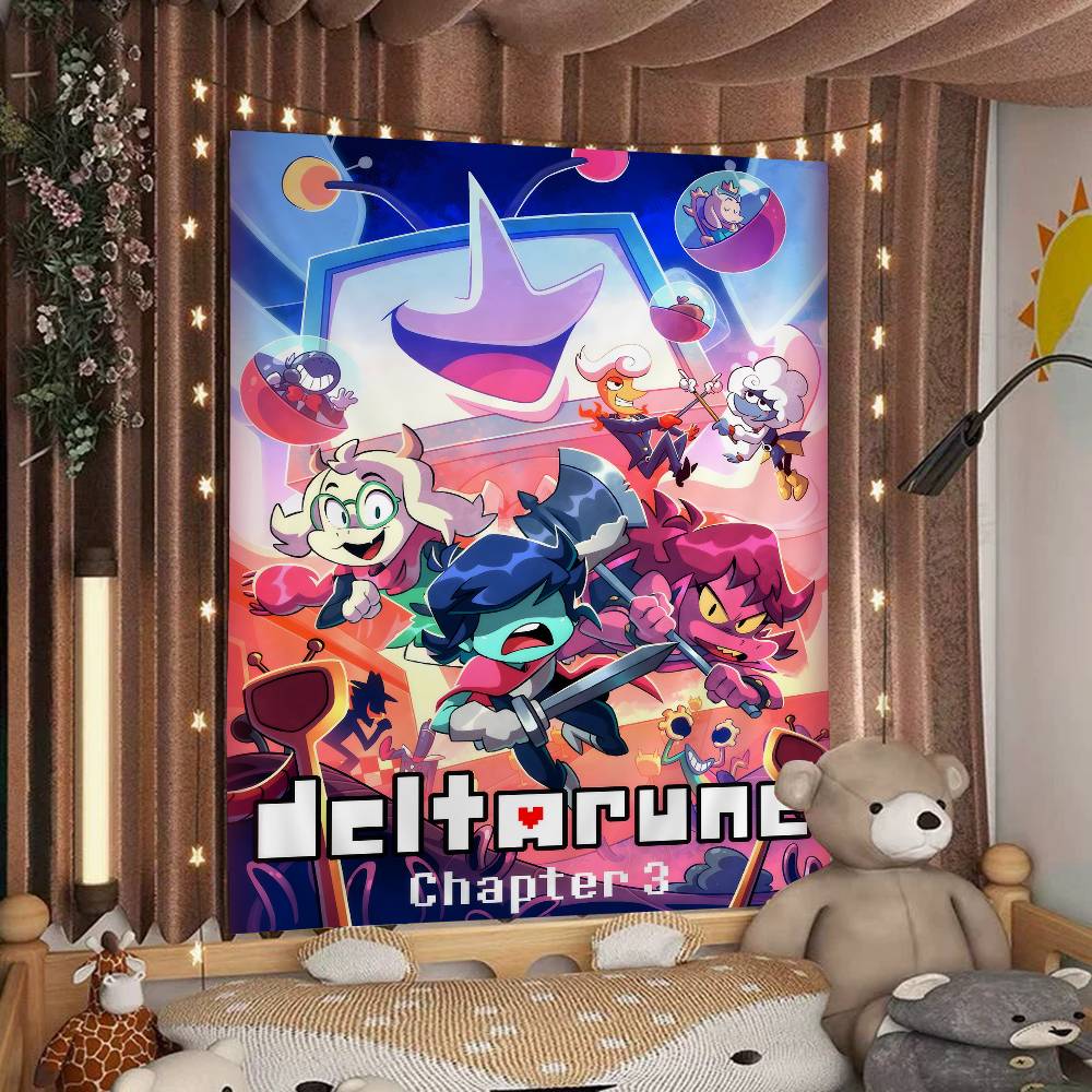 DDeltarune Anime Tapestry Hanging Tarot Hippie Wall Rugs Dorm Home Decor