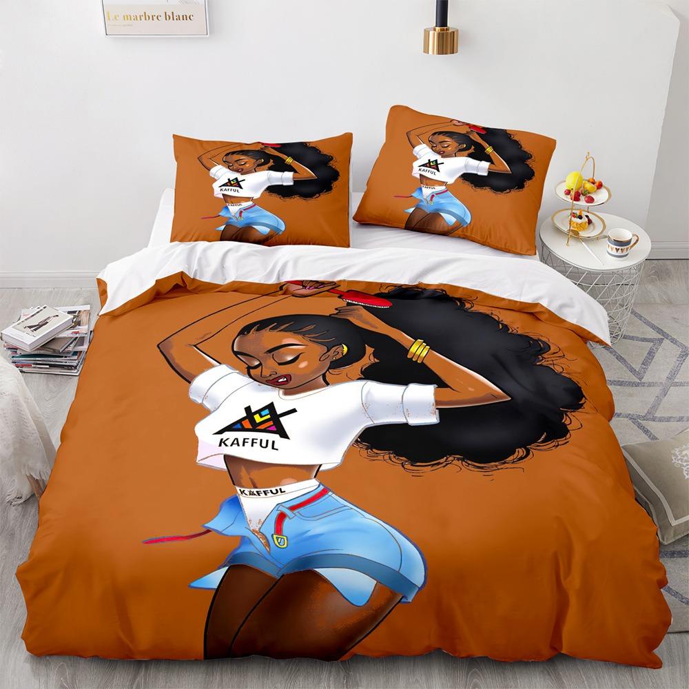 African Girls Bedding Sets Quilt Bed Cover Comforter Duvet Cover Pillow Case 2-3 Pieces Sets Kids Adult Bedroom Decoration