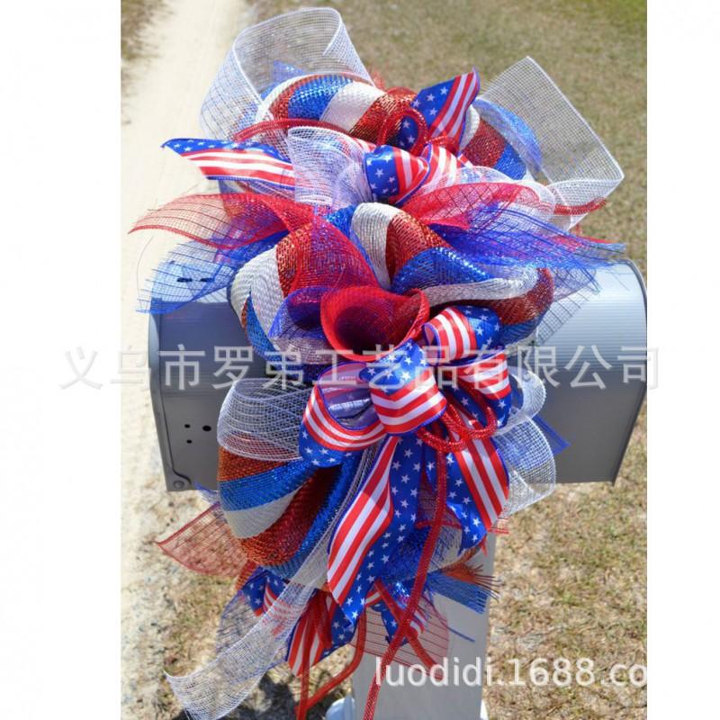 4th Of July Wreath Door Hanging Decoration With USA Flag Patriotic Party Home Outdoor Festive Display