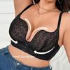 Sexy Deep V Steel Ring Gathered Front Buckle Underwear T-shaped Beautiful Back Round Cup Large Size Fat Girl Exclusive Bra