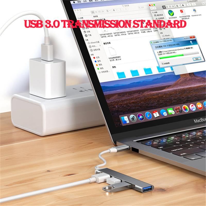 Новый! 4-портовый концентратор USB 3.0, высокоскоростной разветвитель Type-c, 5 Гбит/с для ПК, компьютерные аксессуары, многопортовый концентратор USB