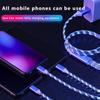 Светящийся светодиодный светильник 3 в 1, кабель Micro USB Type C для быстрой зарядки 3A для iPhone, Samsung, Xiaomi, Redmi, зарядное устройство для телефона, USB-кабель