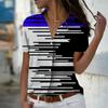 2025 Summer New Fashion Women's Stripe Printed Short Sleeve V-neck Casual Button-down Shirt Top