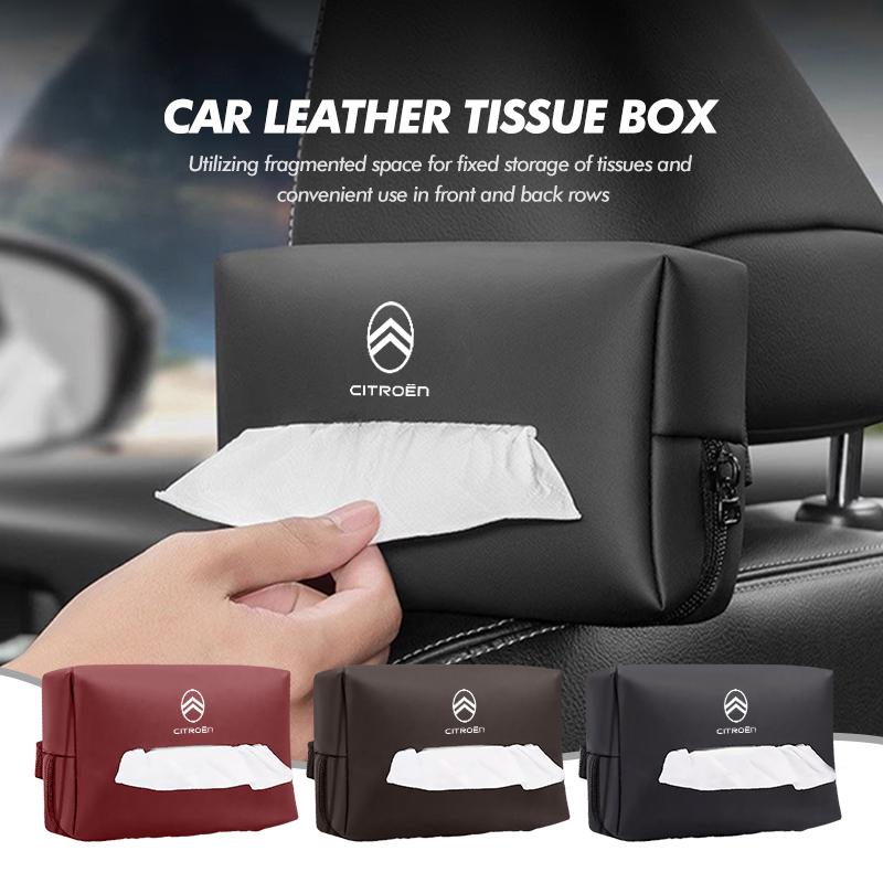 For Citroen Car Tissue Box Holder Back Seat Tissue Case With Fix Strap C5 C1 C2 C6 C4L DS3 DS4 DS5 C-Elysee Grand Berlingo