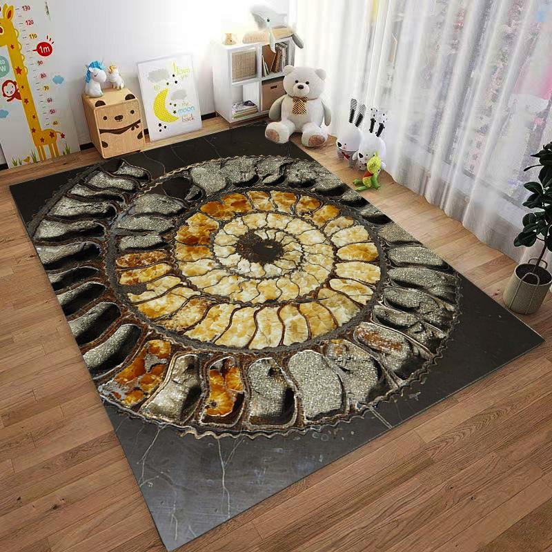 Spiral Fossil Carpet, Unique Retro Decor Style Suitable for use as an anti-slip game mat for living room and bedroom sofas