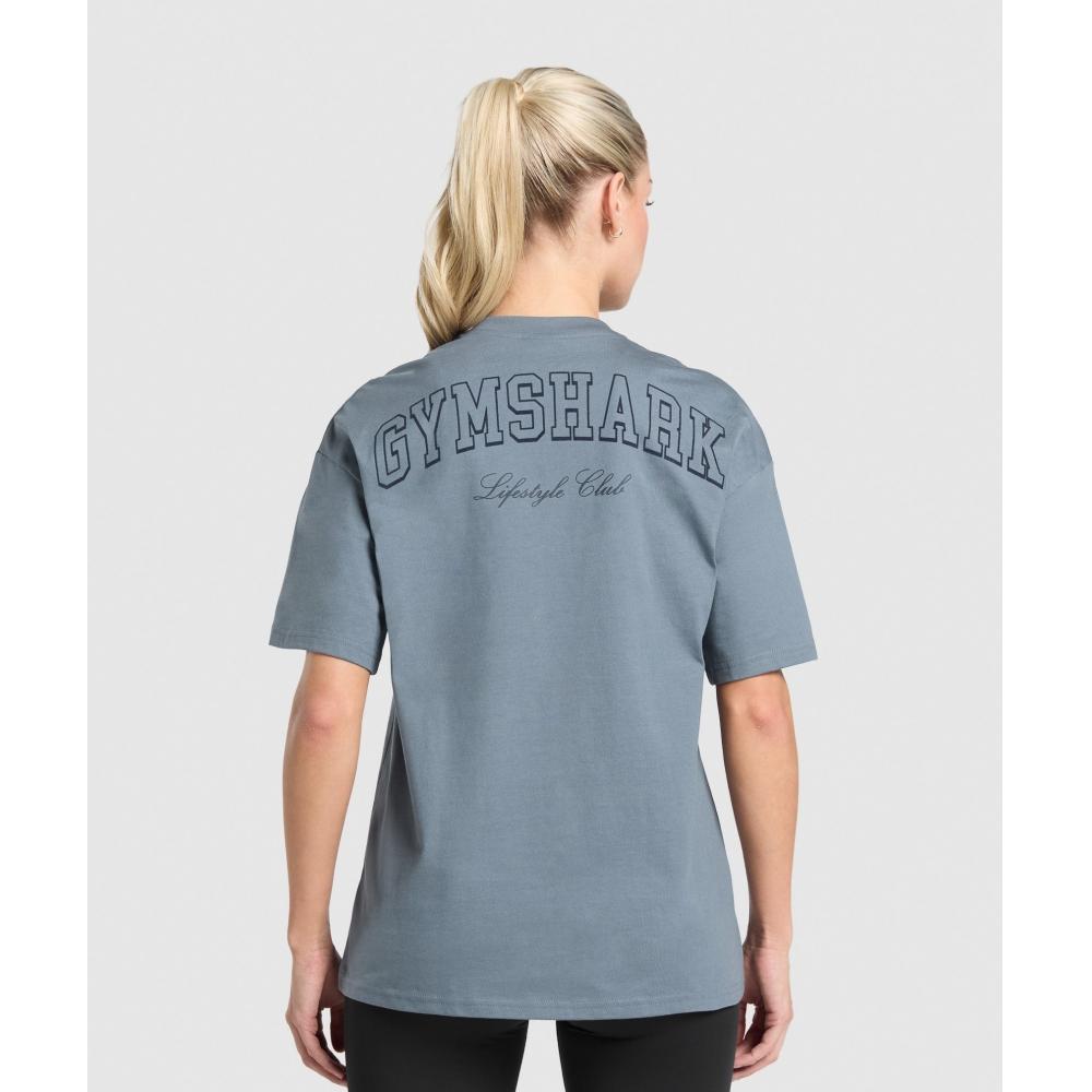 Gymshark Campus Classics Graphic T shirT Iron Blue B2b2d ucTm