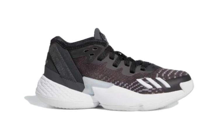 adidas ДОН. Номер 4 Износостойкие кроссовки средней высоты для баскетбола Детские Черно-белые Дети Возраст 3-7 лет GW9014
