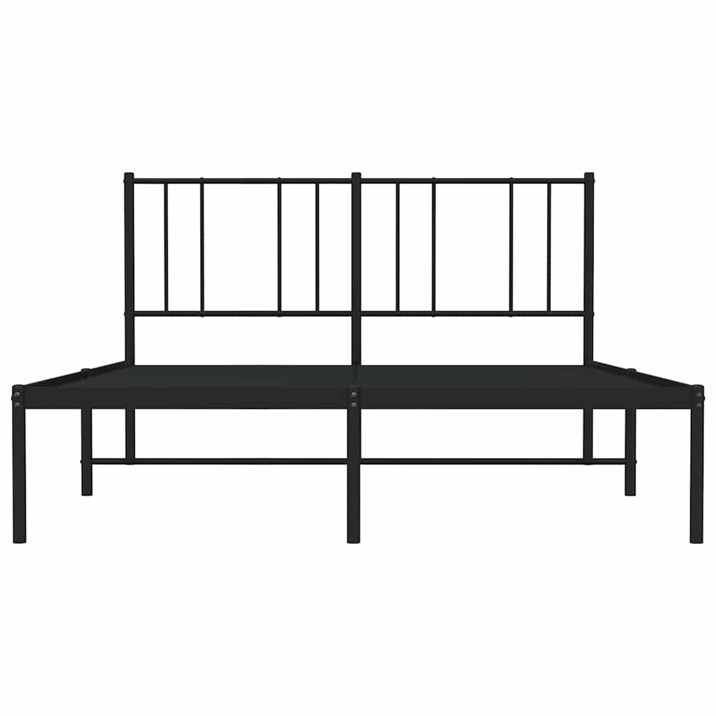 Vidaxl Metalowa Rama Łóżka Z Wezgłowiem, Czarna, 150X200 Cm