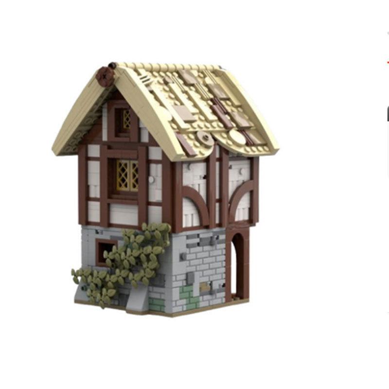 MOC-197656 Retro Granary Medieval Storage House Building Blocks Castle Modular Kit Creative Architecture Display Model Toys