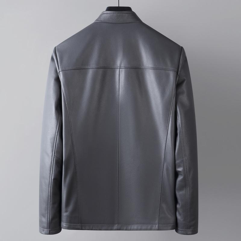 Leather Leather Jacket Leather Men's Leather Jacket Leather Casual Goatskin Men's Stand-Up Collar Casual Jacket