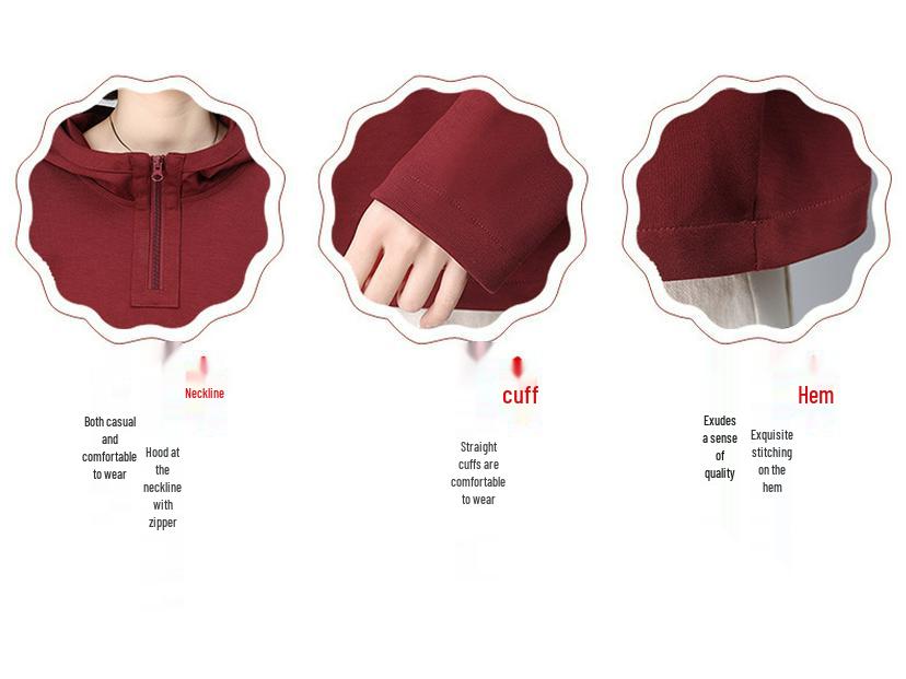 Trendy Hooded Sweatshirt for Middle-Aged Women - Spring/Autumn Patchwork Loose Fit, Plus Size, Long-Sleeve Top