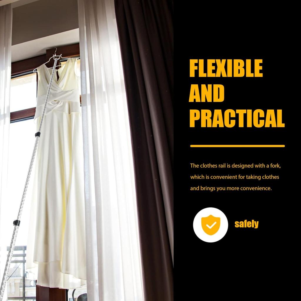 DOITOOL Closet Reacher Pole Telescoping Garment Pole Clothing Hanger Shepherds Hook Closet Pole with Utility Hook Long Reach Stick for Closet Shelf