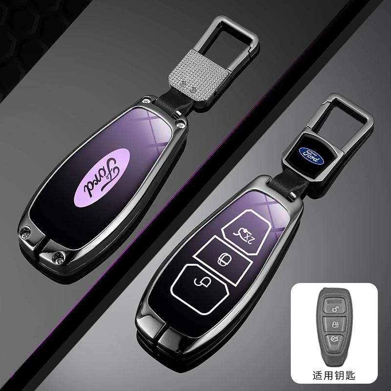 Car Sticker Hot For Ford New Leather Car Remote Key Case Keychain Accessories Holder for Ford ST Line Fiesta Focus Mondeo Ecospo