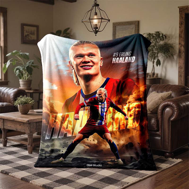 Erling Haaland Print Flannel Blanket Soft Warm Sofa Bed Throw Blanket For Home Office Bedroom