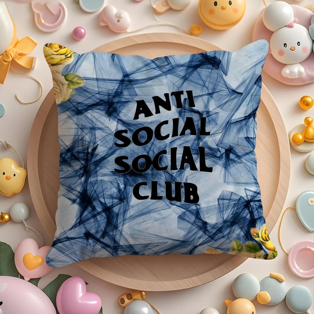A-Anti Social Social Club Наволочка Плюшевая Ткань Мягкая Двусторонняя Печать Чехол для Подушки на Диван Стойкая к Выцветанию Домашний Декор Подарок
