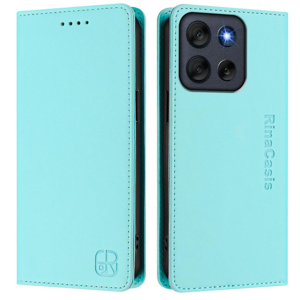 For Motorola Moto G56 5G Leather Case RINACASIS RC01 Phone Cover with RFID Blocking Wallet Stand