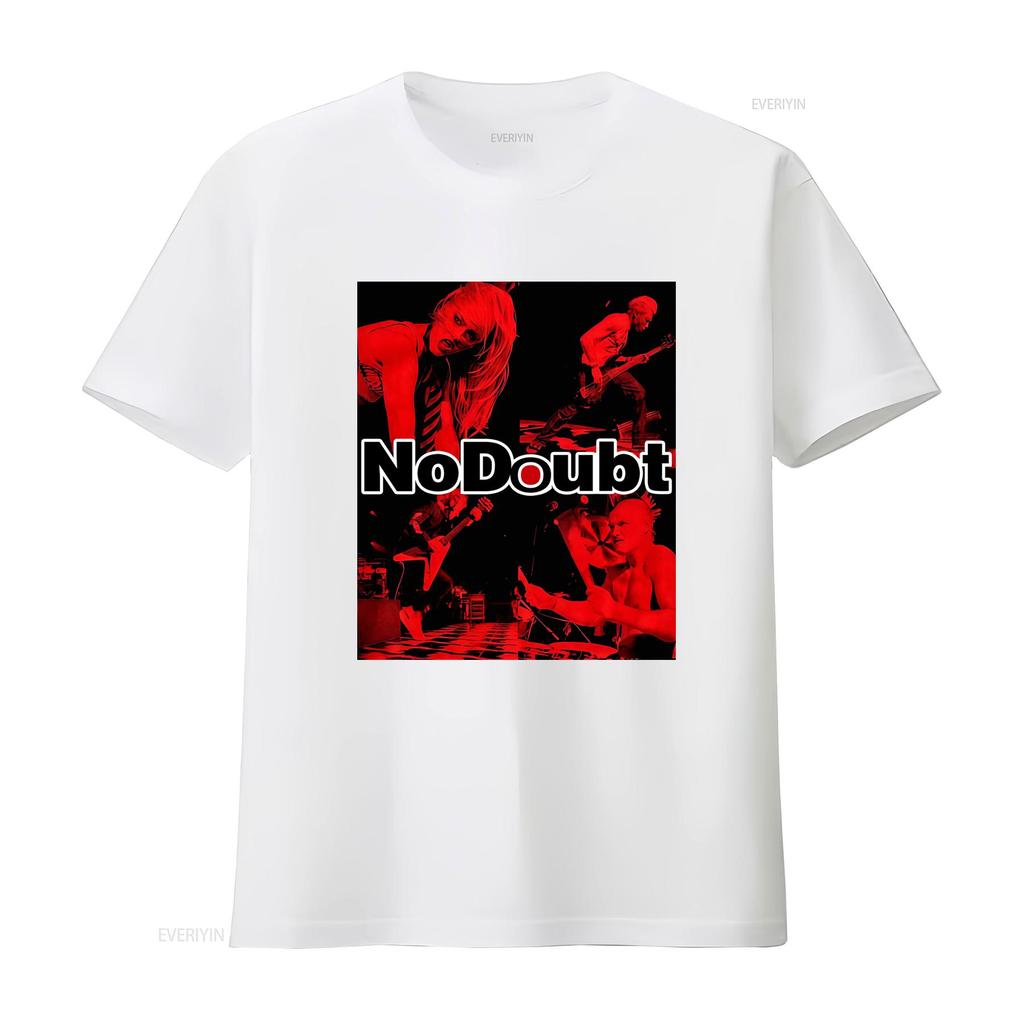 Vintage No Doubt Rock Band Red Black Print Punk Music Casual T Shirt vintage Washed Soft Slightly Stylish Breathable homme