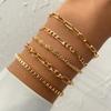 VKME Hot Sale Double-Layered Cuban Chain Bracelet Set Punk Style with Thick Gold-Plated Bands for Men Women Hip Hop Jewelry